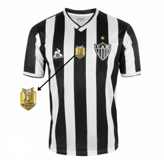 Camisa Atlético Mineiro I [Patch Campeão Brasileiro] 21/22 Le Coq - Preto e Branco