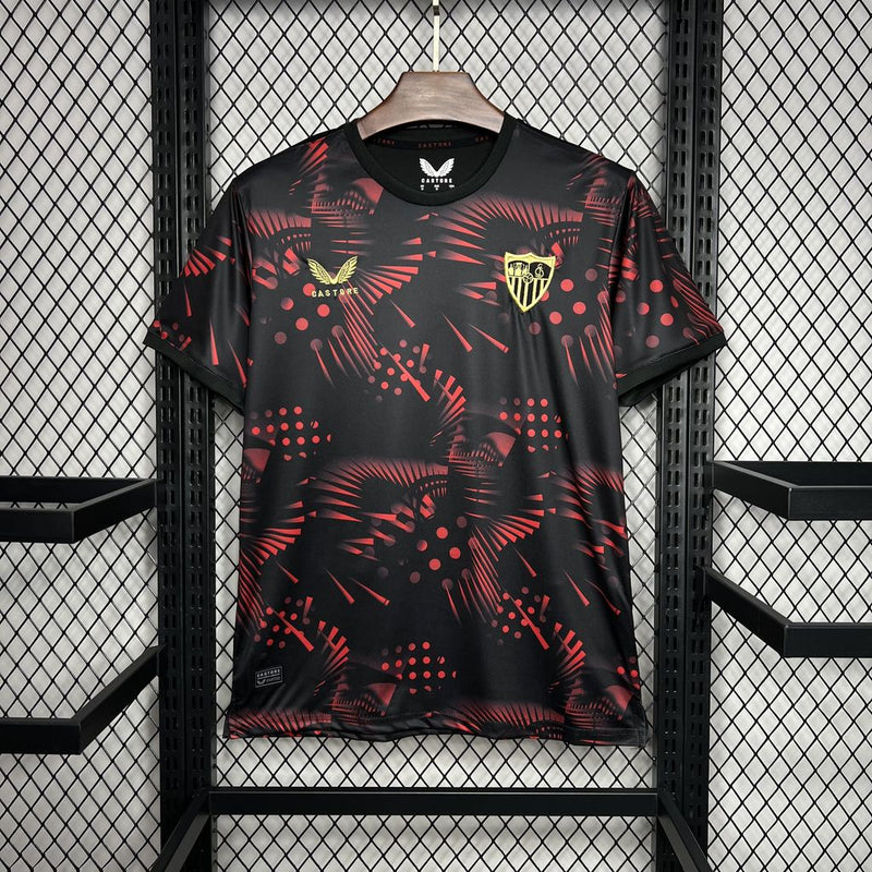 Camisa Sevilla III 24/25 - Castore - Preto e vermelho